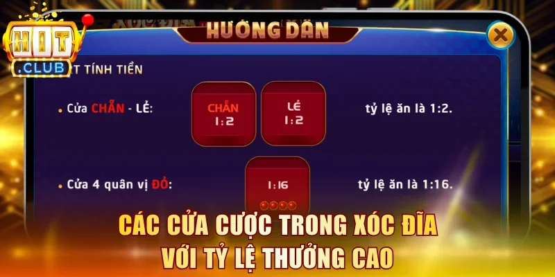Giải thích chi tiết từng lựa chọn cược trong xóc đĩa